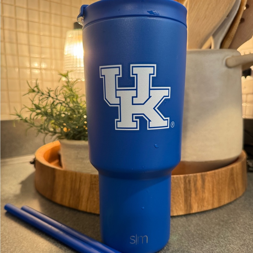 Slim Royal Blue Tumbler with Straw